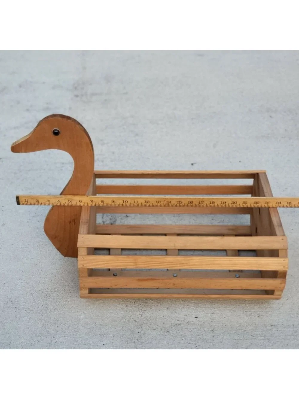 Vintage Wooden Slat Duck Goose Planter Basket